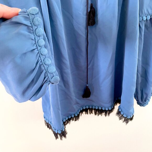 Tory Burch Sylvie Silk Peasant Blouse, Size 10 - Picture 5 of 6